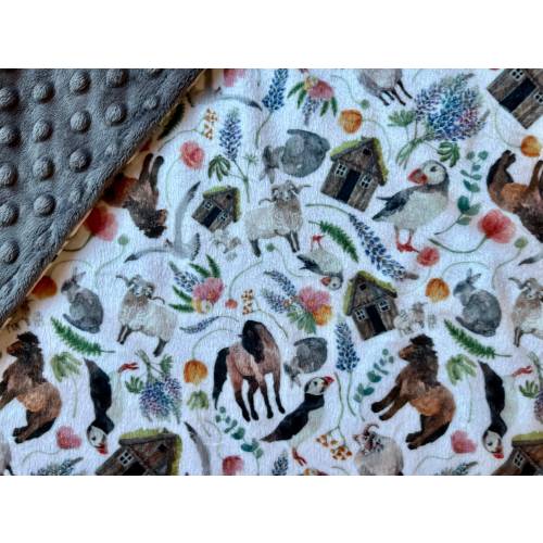 Iceland Minky Lovey or Blanket: Icelandic keepsake security blanket, baby blanket, child or adult throw