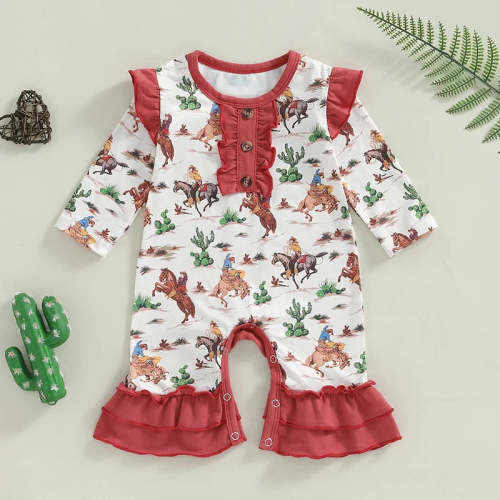 Ruffled Rodeo Cowgirl Romper for Baby & Toddler Girls – Bitsy Bug Boutique