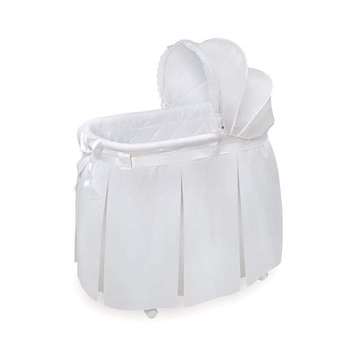 Badger Basket Wishes Oval Bassinet - Full Length Skirt - White Bedding