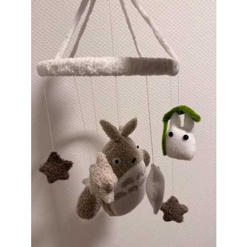 Totoro Cuddly Pillow & Baby Mobile – Handmade Decoration for Baby's Nursery