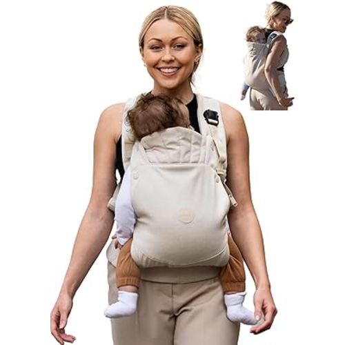GROWNSY Baby Carrier, One-Click Release Clasp for Easy to Wear, Cozy Wraps Carrier Newborn to Toddler with Head Support(7-44lbs), Ergonomic & Lightweight for Infant to Toddler, Cream