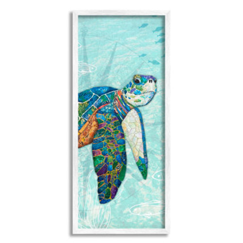 Stupell Industries Sea Turtle Underwater Ocean Mosaic Style Collage - Floater Frame Painting on Canvas & Reviews | Wayfair