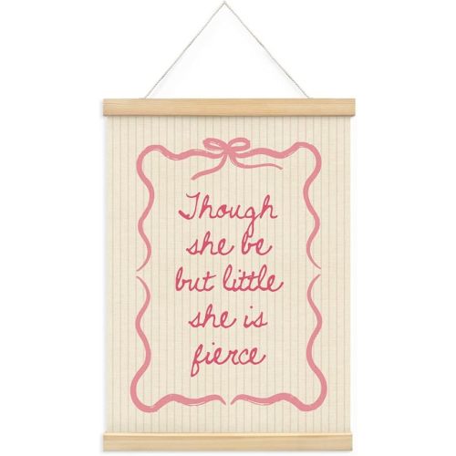 Wheatwin Girls Room Decor, Baby Girl Wooden Poster Hanger, Pink Bow Coquette Trendy Preppy Girly Wall Decor, 12x16 Inch