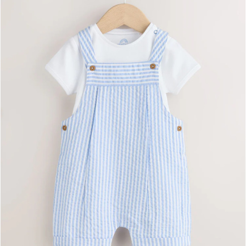 Buy Blue Stripe Woven Dungaree and Bodysuit Baby Set (0mths-2yrs) from Next USA