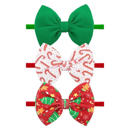 YanJie Christmas Bows for Baby Girls Christmas Tree Candy Cane Headbands Gingerbread Toddler Newborn Bows Red Green White Christmas Hair Accessories