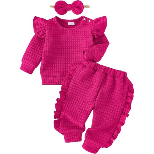 Baby Girl Clothes Toddler Sweatshirt Ruffled Infant Tops Casual Pants Fall Winter Outfits Set 3-24 Months