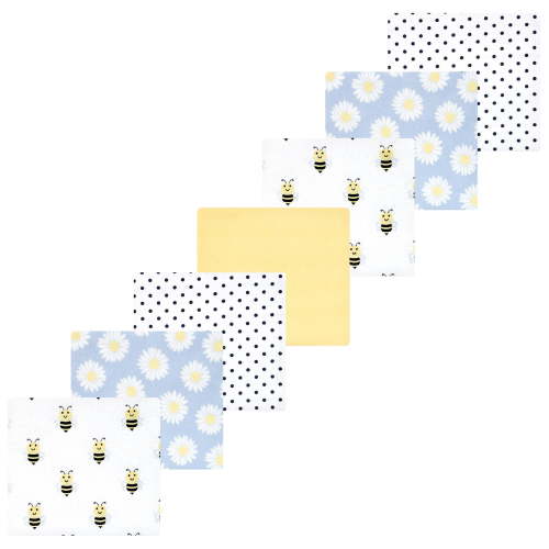 Luvable Friends Hudson Baby Flannel Receiving Blankets 7pk, Yellow Daisy Bee