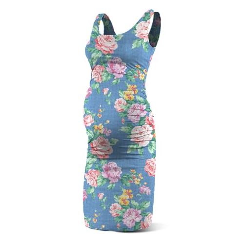 Rnxrbb S-2XL Women Summer Sleeveless Maternity Dress Pregnancy Tank Scoop Neck Mama Clothes Casual Bodycon Clothing