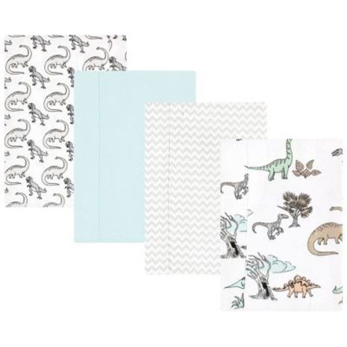 Hudson Baby Cotton Flannel Burp Cloths, Neutral Dino World 4-Pack, One Size