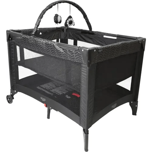 Cosco Funsport Deluxe Playard, Pack for travel, Bassinet mode, Portable Indoor & Outdoor Use/ play, compact fold, lightweight, travel bag included - Black Arrow