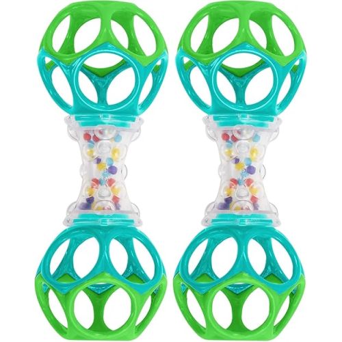 Bright Starts Oball Shaker Rattle Toy, Ages Newborn + (Pack of 2)
