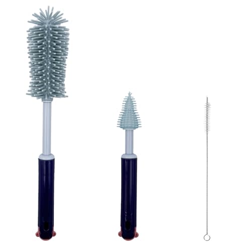 Breast Pump Cleaning Brush Kit,Bottle Brush Washer Set for Breast Pumps,3 in 1 Baby Bottle Nipple Pump Parts Cleaner Compatible with Momcozy,Medela,NCVI,Lansinoh and More Brands (Blue)