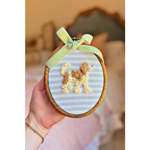 Handmade CUSTOM Pet Portrait Dog Cat Heirloom Keepsake Nursery Art decor Baby gift framed felted embroidered personalized golden doodle