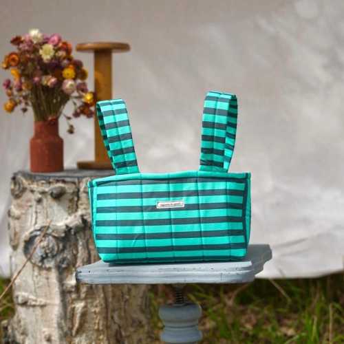 Teal & Navy Stripe Stroller Bag