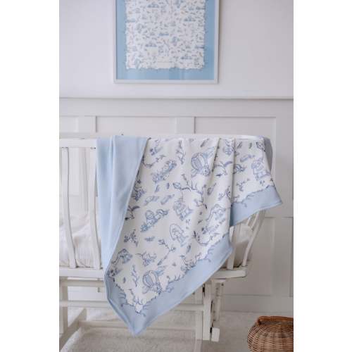 Double-Sided Blanket - Toile De Jouy/Blue