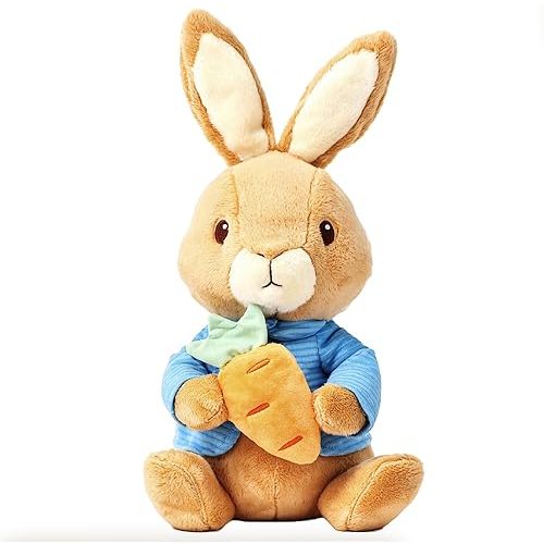 Beatrix Potter Peter Rabbit Plush with Carrot, 13 Inch Soft Stuffed Animal, Classic Peter Rabbit Toy for Babies, Toddlers, and Collectors