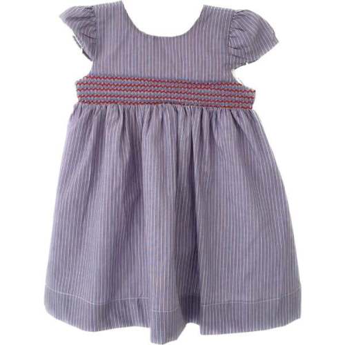 French Pinstripe Smocked Dress, Purple - Pineapple Sunshine | Maisonette