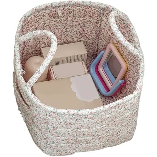Floral Fabric Storage Basket Car Interior Storage Basket Underwear Sundries Laundry Baskets Supplies Home Organizer Bag (style 3)