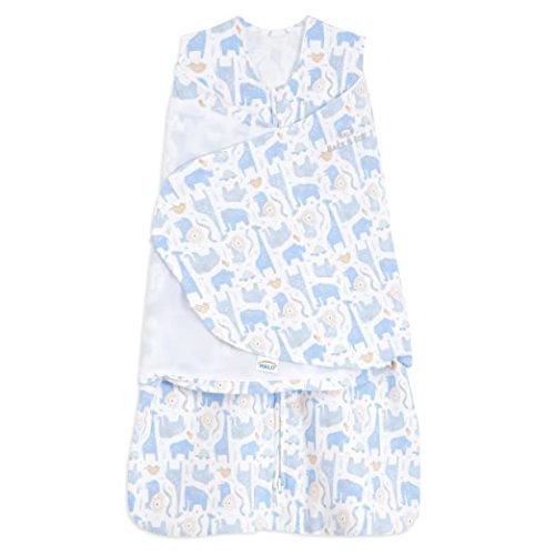 HALO 100% Cotton Sleepsack Swaddle, 3-Way Adjustable Wearable Blanket, TOG 1.5, Blue Safari, Newborn, 0-3 Months