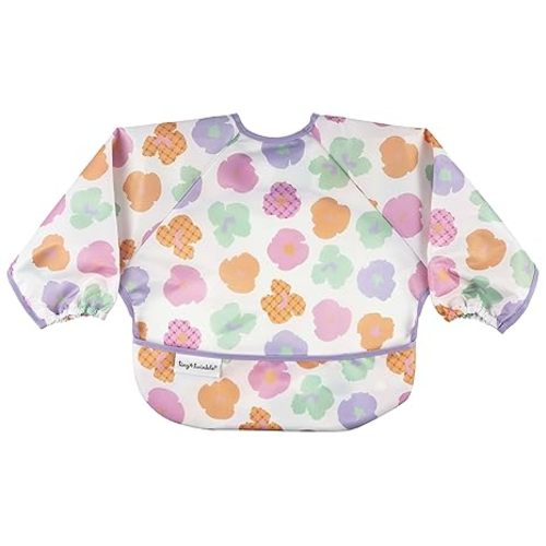 Tiny Twinkle Long Sleeve Bib for Babies & Toddlers | Waterproof Smock Bib for Eating | Machine Washable & Mess-Proof Feeding Essentials | Newborn Shower Gift (Floral Pop, 6–24M)