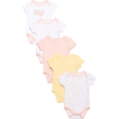Kyle & Deena Newborn Girls Interlock Strawberry Baby Bodysuits - 5-Pack, Short Sleeve - Save 44%