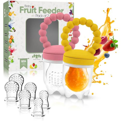 O’doe Silicone Baby Popsicle Molds & Baby Food Feeder with 1 Clip, 2 Pack Freezer Tray with Lid, 2 Breastmilk Popsicle Molds for Teething Relief, BPA Free
