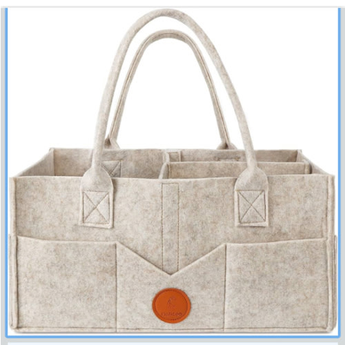 Maliton Baby Diaper Caddy Organizer for Changing Table, Nursery Storage Bin Basket with Handle, Felt Diaper Organizer Suitable for Indoor Outdoor (Khaki)