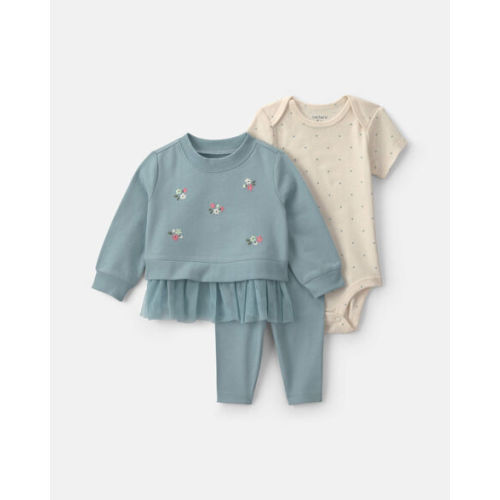 Baby Girl 3-Piece Floral French Terry Layering Set - Blue | Carter's