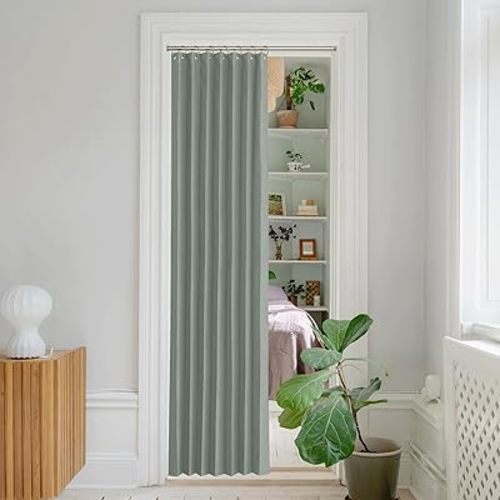 NICETOWN Blackout Curtains 80 Inch Length 1 Panel, Thermal Insulated Doorway Curtains for Entryway, Room Darkening Closet Drapes for Living Room Bedroom Window (W38 x L80 Inch, Sage Green)