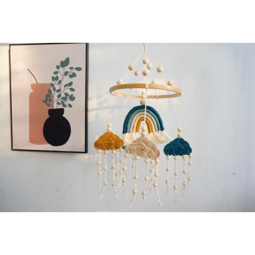 Boho Baby Mobile: Macrame Rainbow & Cloud Nursery Decor