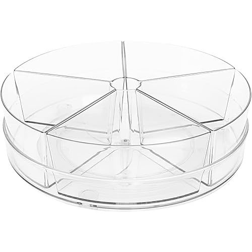 Roninkier Clear Lazy-Susan Organizer with 5-Removable-Bins - 11 Inch Round Plastic Rotating Storage Container for Cabinet, Pantry, Kitchen, Fridge, Vanity