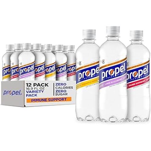 Propel Immune Support with Vitamin C + Zinc, 3 Flavor Variety Pack, 16 Fl Oz (Pack of 12)