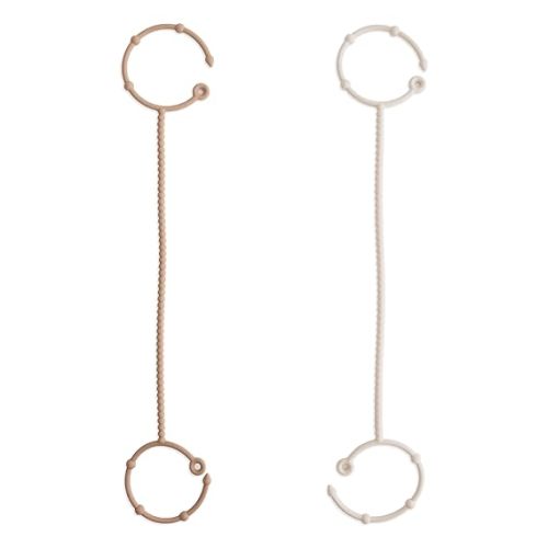 mushie Adjustable Silicone Toy Straps 2-Pack | Baby Accessories Holder for Travel, Stroller, High Chair (Natural/Shifting Sand)