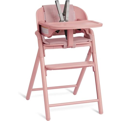 Evolur Step and Savor Convertible Wooden Baby High Chair-Rose Petal