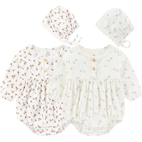 Baby Girl Clothes Cotton Bubble Romper Floral Bodysuits Infant Outfit Set