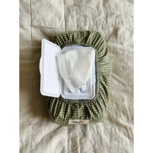 Lalaby wet wipe cover- green check