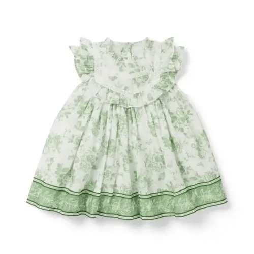 Baby Moss Green Floral Toile Baby Floral Toile Ruffle Dress by Janie and Jack