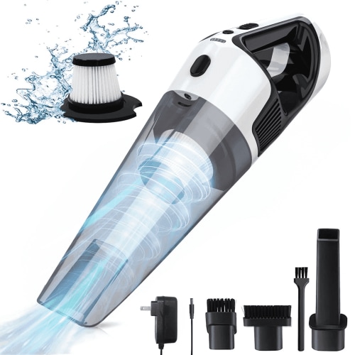 NEXPOW Handheld Vacuum Cordless, 10000Pa Strong Suction Car Vacuum Cleaner with LED Light & Charger, Wet and Dry Handheld Vacuum for Home, Car and More