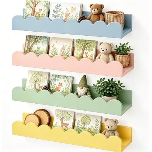 AnyDesign 4Pcs Boho Floating Shelves for Wall, 15.7 x 4.7 x 2 Inch