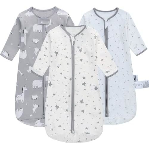 Miracle Baby Sleep Sack with Long Sleeve, 100% Breathable Cotton Wearable Blanket with Two-Way Zipper for Infants 0–18 Months