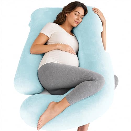 MOON PARK Pregnancy Pillows for Sleeping - 57 Inch U Shaped Full Body Maternity Pillow with Removable Cover - Support for Back, Legs, Belly, Hips - Pregnancy Pillow for Women - Grey