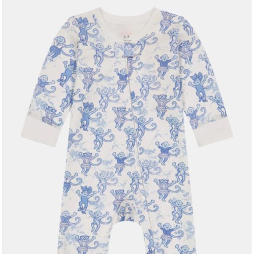 Roller Rabbit x LoveShackFancy Pastiche De Monkey Baby Zipper Footie