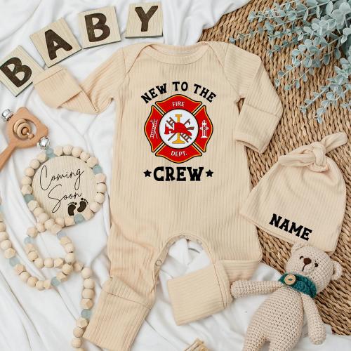New to the Crew Firefighter Baby Bodysuit, Cute Fire Department Baby Outfit, Firefighter Dad Gift, Newborn Baby Clothes