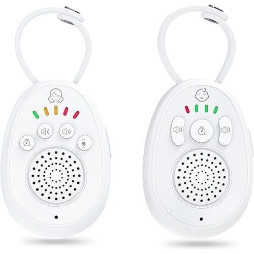 Denash Baby Monitor, 2 Way Audio Voice Activated Monitor with Nursery Sound Machine Lullabies Timer, Portable for Parents Toddlers Infant