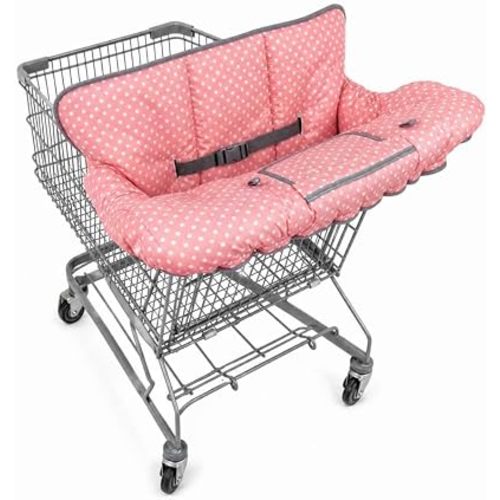 Shopping Cart Cover for Baby, ICOPUCA Cotton High Chair Cover, Reversible, Machine Washable for Infant, Toddler, Boy or Girl (Pink dot)