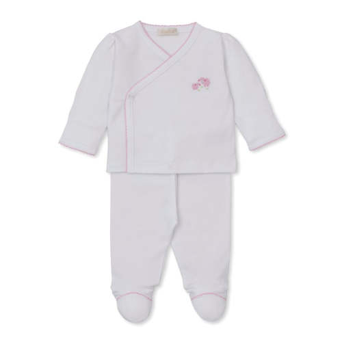 Premier Sweet Sheep Pant Set With Hand Embroidery - White With Pink