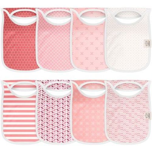 KeaBabies 8-Pack Hallo Baby Drool Bibs, Baby Bibs for Boys and Girls, Pull-on Bibs for Drooling Toddler Boy, Girl (Blush)