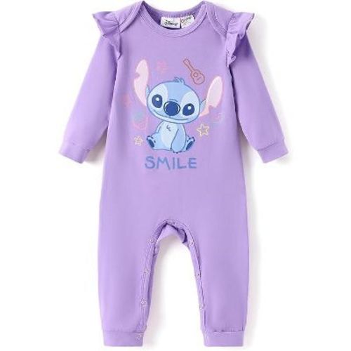 Disney Stitch Infant Girls Ruffle Long Sleeve Rompers