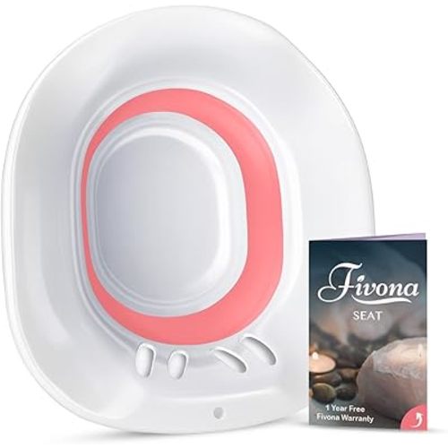 Fivona Sitz Bath for Toilet Seat Postpartum and Hemorrhoids Care - Yoni Steam Seat - Foldable Basin for Epsom Salt Soak - Portable Bidet BPA Free Temperature Resistant - Universal Fit - Pink