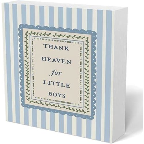 Boys Nursery Wooden Sign Decor,Thank Heaven for Little Boys Sign